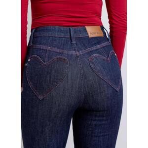 Judy Blue High Rise Dark Wash Skinny Jeans With Heart Pockets Sz 28